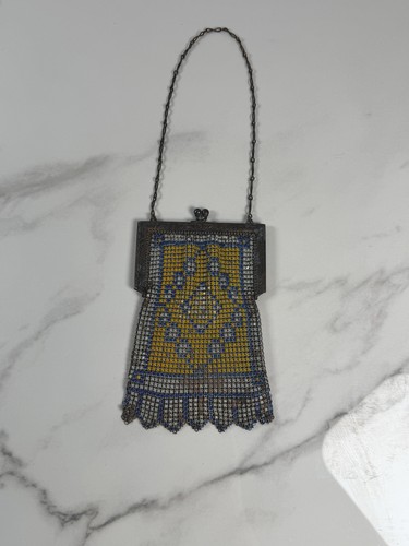 Antique enamel mesh purse - purse, art