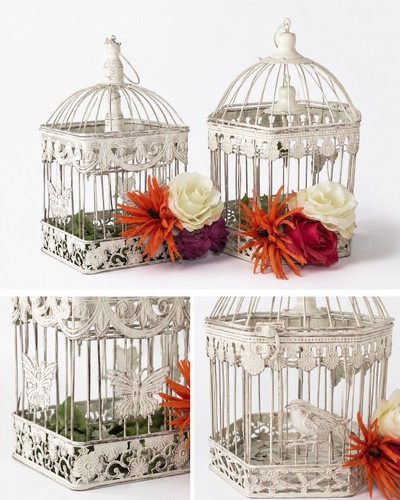 Pair shabby chic metal - chic, bird