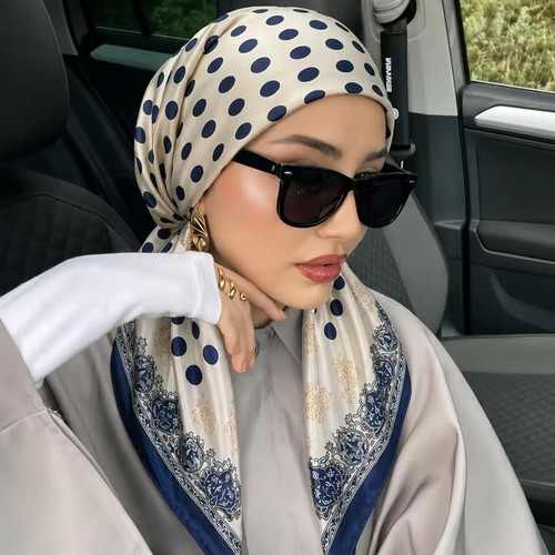 Printed hijab satin silk - satin,