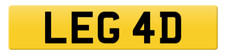 LEG 4D - Private Personalised Number Plate: Lawyer, LEGAD, Legal adviser