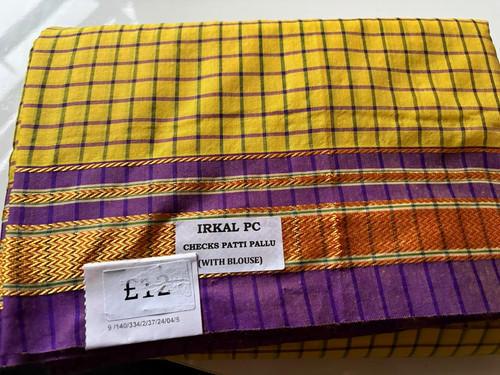 Yellow purple cotton check - yellow/purple,