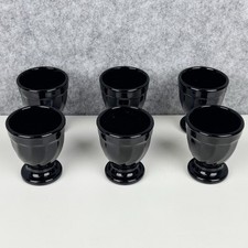 Vintage Set Of 6 Egg Cups Ceramic Black Glossy Finish- Made In France