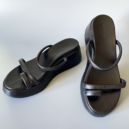 Carvela black leather flatform - black,