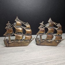 Vintage brass bookends sailing - vintage,