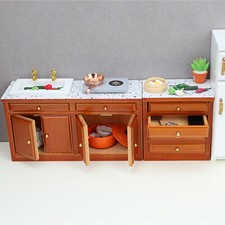  1/12 Scale Dolls house Sink Cabinet Miniature Kitchen Island Counter Sideboard
