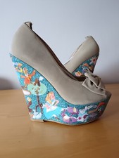 Beige High Heel Wedge Shoe