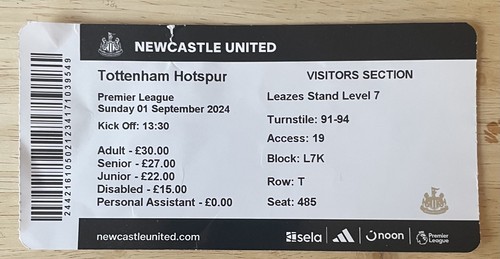 Match ticket newcastle - -, utd