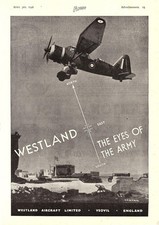 1941 Advert Westland LYSANDER Reconnaissance Aeroplane (3) Original WW2 Print Ad