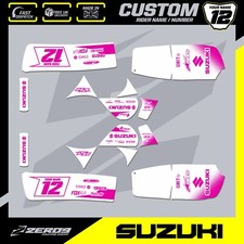 SUZUKI LT50 QUAD 84-99 GRAPHICS DECAL STICKER KIT BLOCK WHITE/PINK