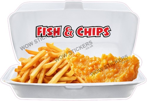 Fish and chips takeaway - chips, in