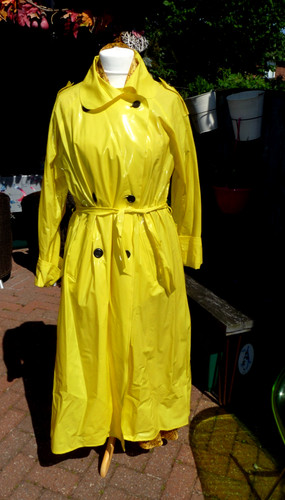 Shiny yellow pvc raincoat - shiny,
