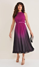 Phase Eight Berry Ombre Pleated Dress Size 12 RRP £149 Wedding Guest Occasion
