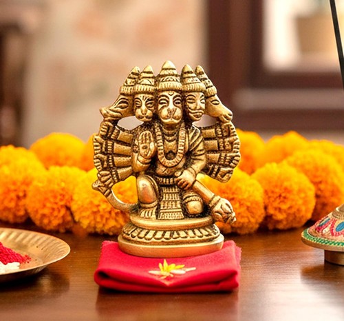 Brass panchmukhi hanuman - hanuman, idol
