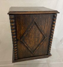Antique Edwardian English oak tobacco pipe cabinet, Complete With Drawer.