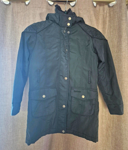 Kids barbour black hooded - black,
