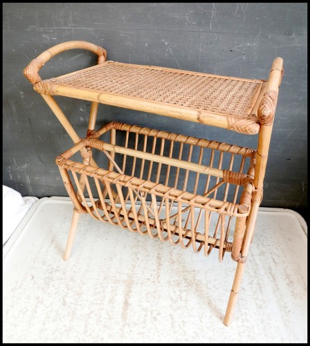 Vintage bamboo side table - bamboo,