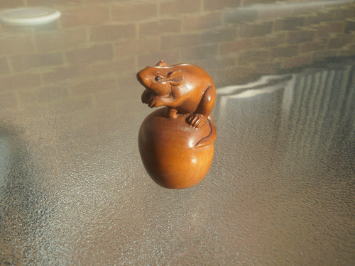 Hand carved wood netsuke - hand,