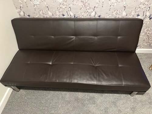 Faux leather seater sofa bed - 3,
