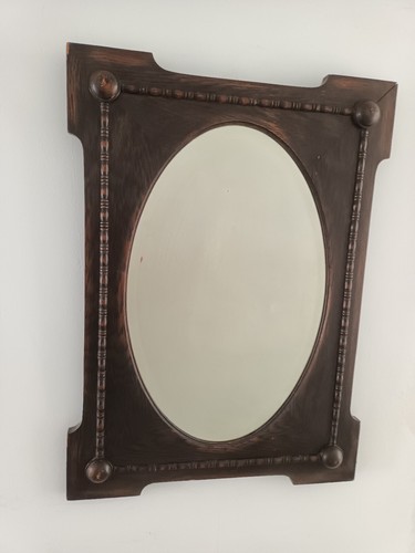 Antique oak framed wall mirror - antique,