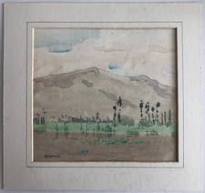 Vintage South African Watercolour Painting – Mountain Landscape Signed G.O.A.M.