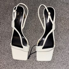 Zara White Leather Heels 40/7