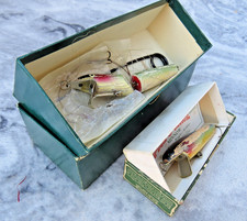 2 boxed Vintage Wooden Fishing