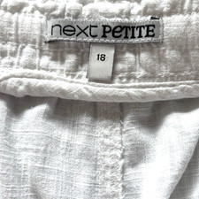 Next White Linen Blend Tapered Leg Trousers UK 18 P L25.5