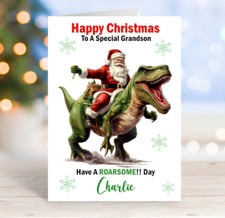 Dinosaur Christmas Card Boys