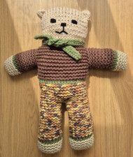 Large Hand-Knitted Teddy Bear Hand-Made Crochet 27" Comfort Toy