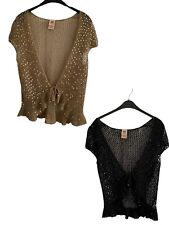 Ladies Sequin Sparkly Knitted Waistcoats Black and Gold Size UK M 12/14 NEW