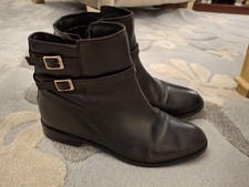Black Leather Ankle Boots With Buckle Size 6 UK