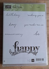 Stampin Up. Happy Wishes. 16 Rubber Stamps 2 Part Set. Unused