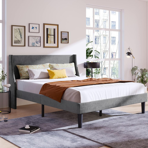 4ft6 double bed frame grey - bed,