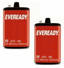 2 x Eveready 6V 4R25R PJ996 Heavy Duty Battery Mercury Cadmium Torch Lantern