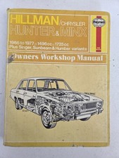 Hillman Hunter & Minx Haynes Manual 1966 to 1977 Saloon Estate 1496cc 1725cc