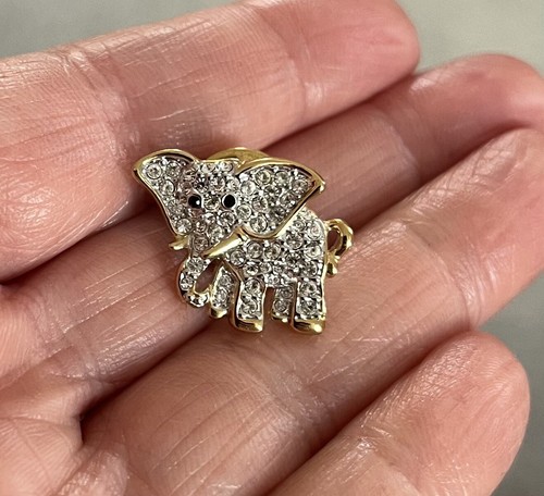 Rhinestone elephant lapel pin - elephant,