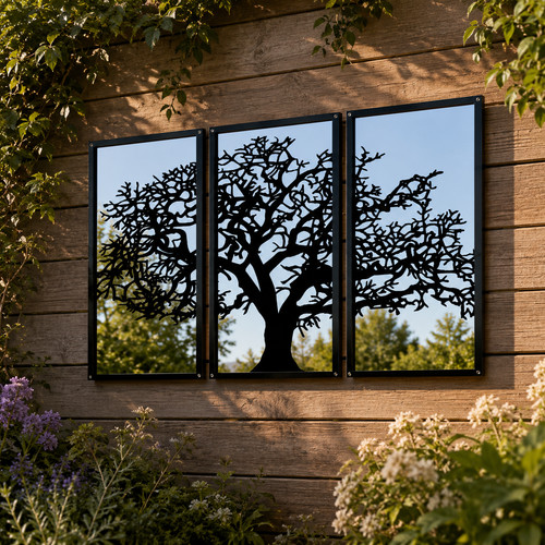 Three panel tree garden - tree,