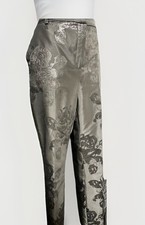 LK Bennett 10 Black Smart Trousers Sparkly Floral Chino 