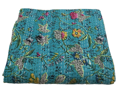 Indian kantha quilt bedspread - quilt,