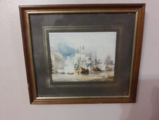 Framed Galleon Ship Battle Nautical Wall Hanging Wall Art Small Print Picture