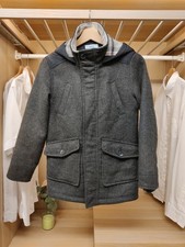 TED BAKER KID AGE 12 YRS GREY WOOL MIX COAT JACKET  ZIP UP HOODED SCHOOL BOYS