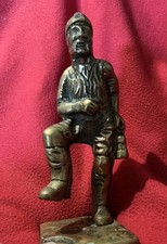 Vintage Brass Wood Coal Miner