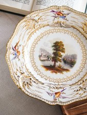 Antique H&R Daniel Sevres Chelsea Exotic Bird  Landscape Porcelain Cabinet Plate