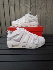 Nike Air More Uptempo Low Triple White Trainers Shoes Men's Size 9 (UK) RRP £155