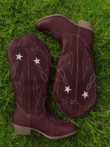 Dark burgundy red silver - , star