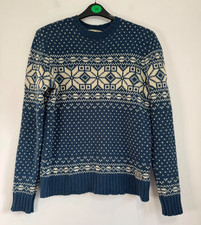 Ralph Lauren Denim & Supply Jumper Mens Medium Blue Fair Isle Xmas Acrylic Wool