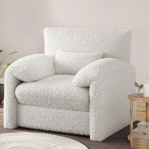 White teddy velvet armchair - velvet,