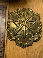 Vintage Brass  Fireman Helmet Badge. UK
