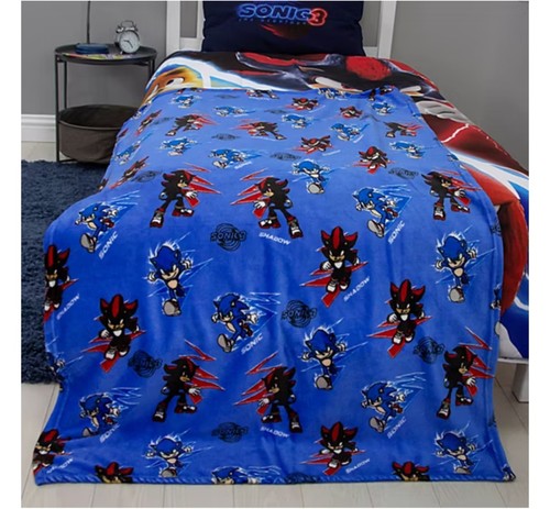 Sonic movie fleece blanket - sonic,