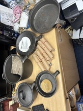 5 Piece Vintage Cast Iron Pans & Skillet Heavy! Never Used!! Country Ironware